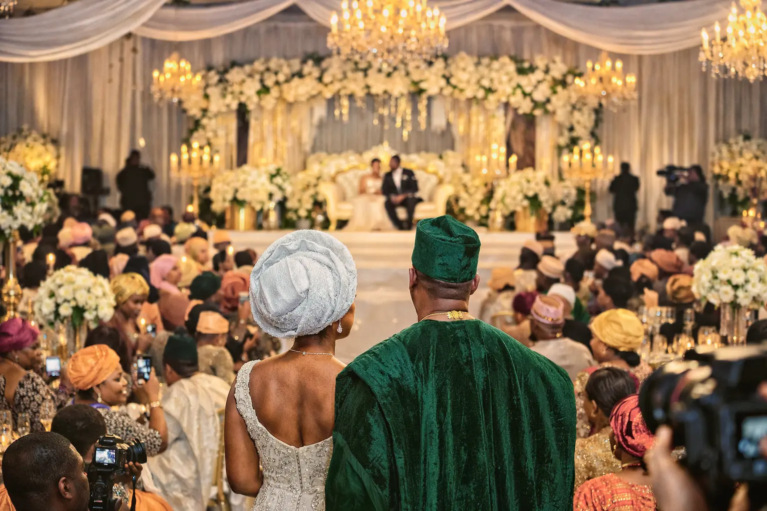Grand 500 guest Nigerian wedding reception coverage by a second photographer