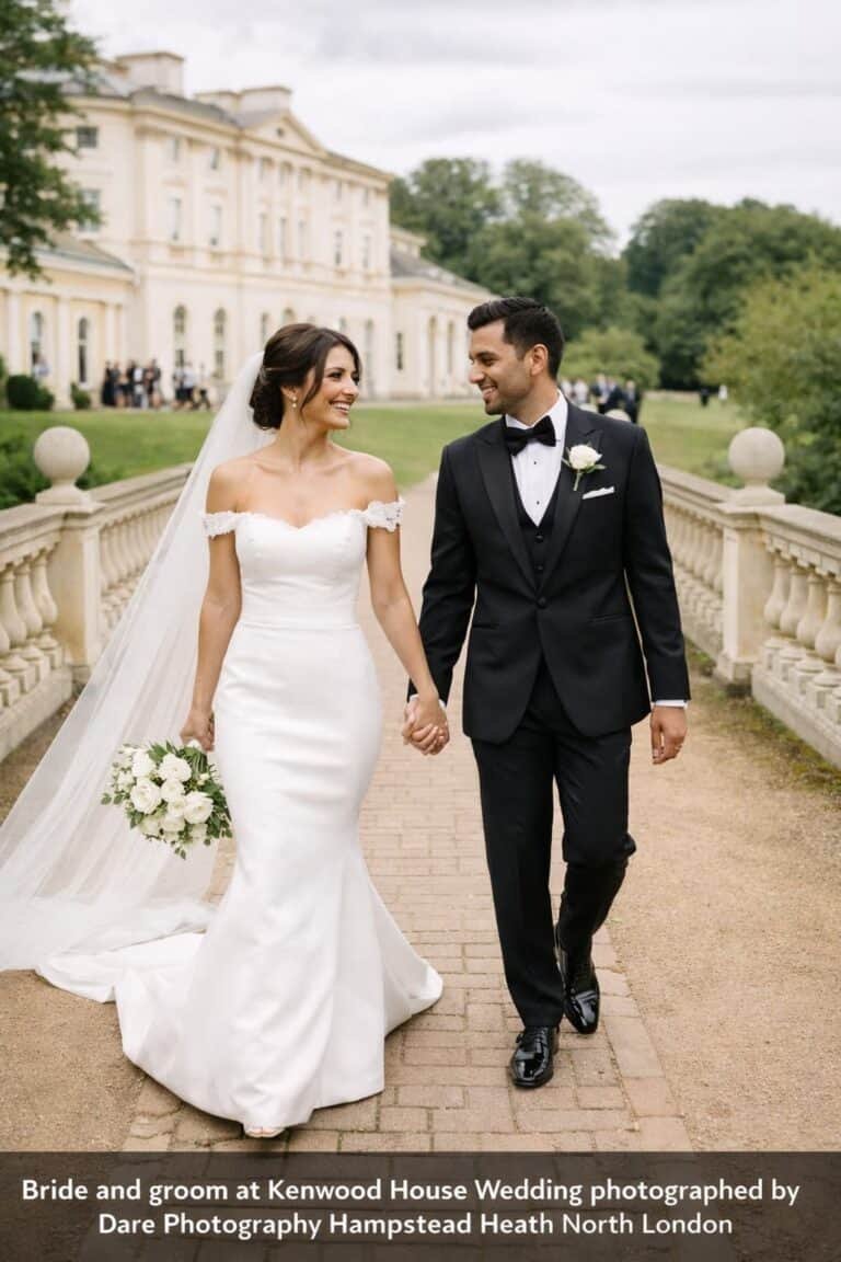 Kenwood House Wedding Photography in Hampstead Heath, North London Bride and groom at a Kenwood House wedding in Hampstead Heath, North London photographed by Dare Photography