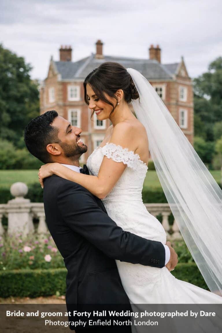 Forty Hall Wedding Photography in Enfield, North London Bride and groom at Forty Hall wedding in Enfield, North London photographed by Dare Photography, an affordable wedding photographer in North London