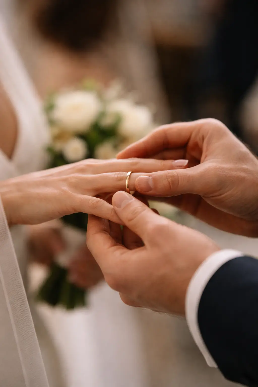 Exchanging vows with a golden ring