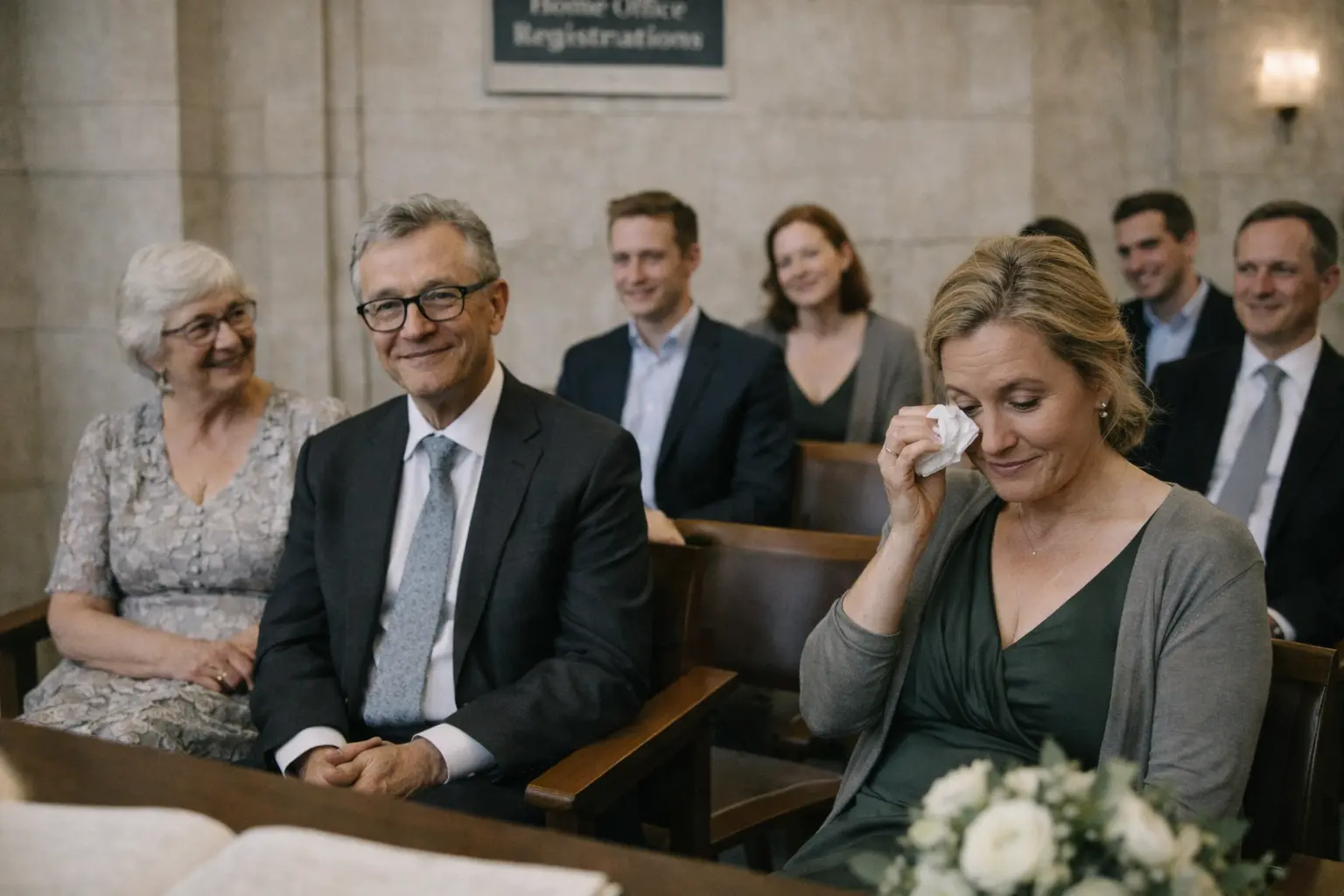 Family reactions at London registry wedding